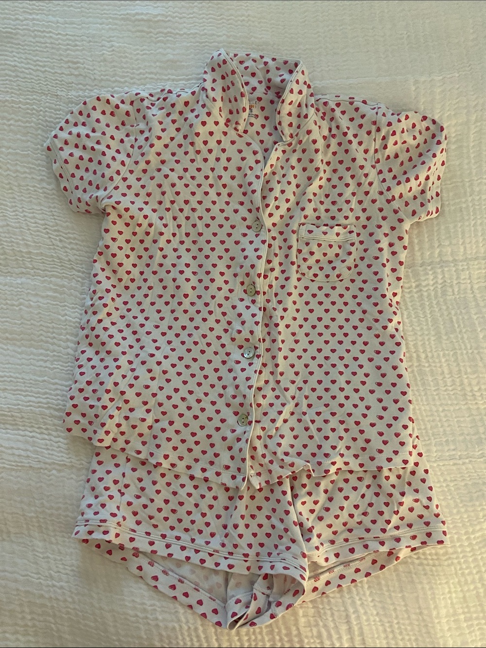 Roller Rabbit White & Pink Heart Print Short Pajama Set